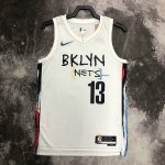 Maillot de Basket #13 Harden Brooklyn Nets 2022-23 city Blanc Imprimé